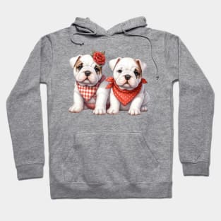 Valentine Bulldog Couple Hoodie